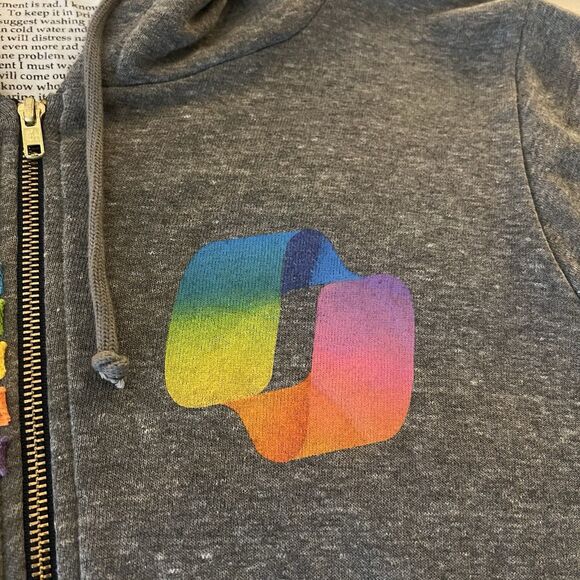 Aviator Nation Men’s Copilot Hoodie Full Zip Gray 5 Stripe Embroidery Rainbow XL - Picture 4 of 14